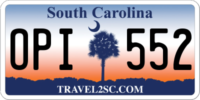 SC license plate OPI552