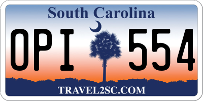 SC license plate OPI554