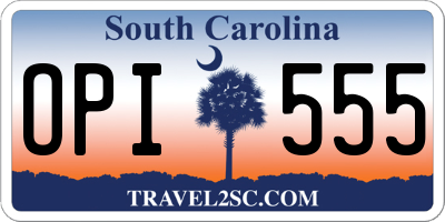 SC license plate OPI555