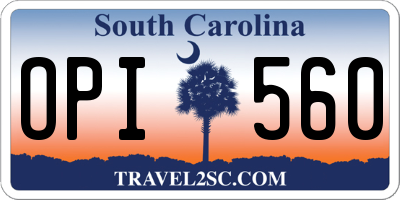 SC license plate OPI560