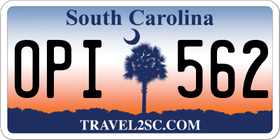 SC license plate OPI562