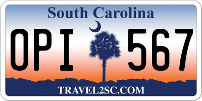 SC license plate OPI567