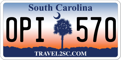 SC license plate OPI570