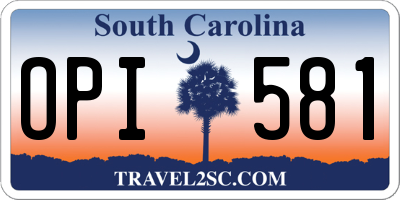 SC license plate OPI581