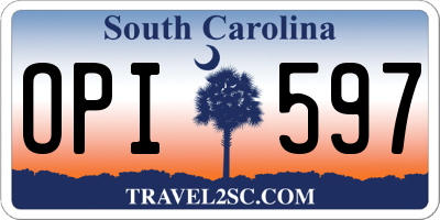 SC license plate OPI597