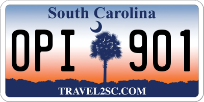 SC license plate OPI901