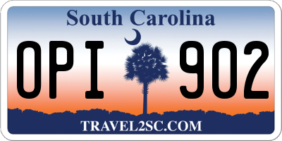 SC license plate OPI902