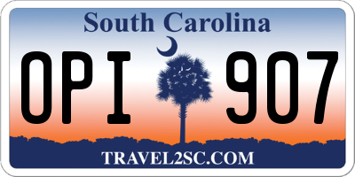 SC license plate OPI907