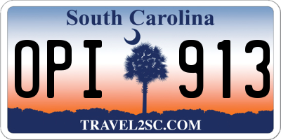 SC license plate OPI913