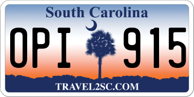SC license plate OPI915
