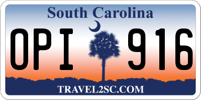 SC license plate OPI916