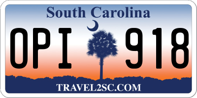 SC license plate OPI918