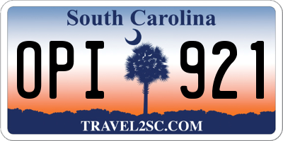 SC license plate OPI921