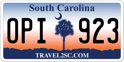SC license plate OPI923