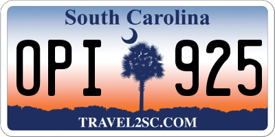 SC license plate OPI925