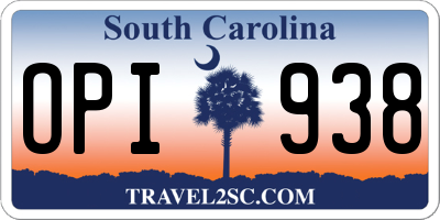 SC license plate OPI938