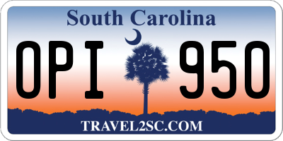 SC license plate OPI950