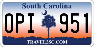 SC license plate OPI951