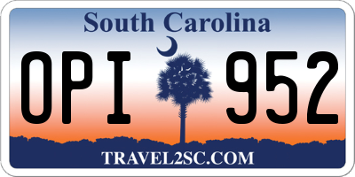 SC license plate OPI952