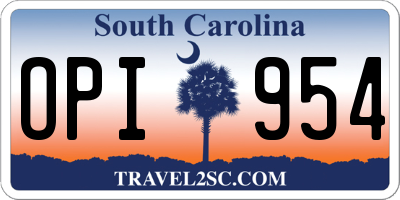 SC license plate OPI954