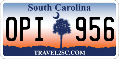 SC license plate OPI956