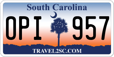 SC license plate OPI957