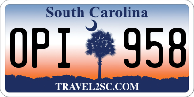 SC license plate OPI958