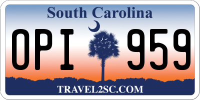 SC license plate OPI959