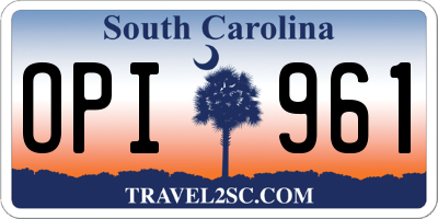 SC license plate OPI961