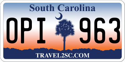 SC license plate OPI963