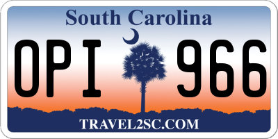 SC license plate OPI966
