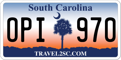 SC license plate OPI970