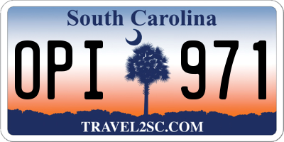SC license plate OPI971