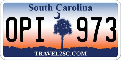 SC license plate OPI973