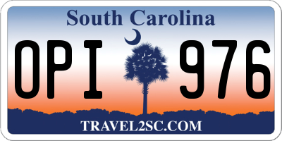 SC license plate OPI976
