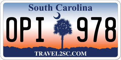 SC license plate OPI978