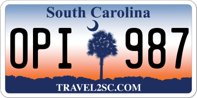SC license plate OPI987