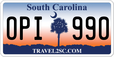 SC license plate OPI990
