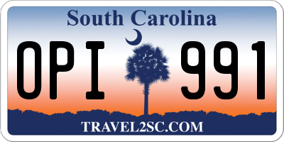 SC license plate OPI991