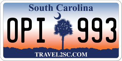 SC license plate OPI993