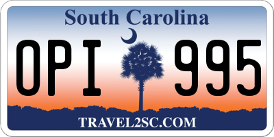 SC license plate OPI995