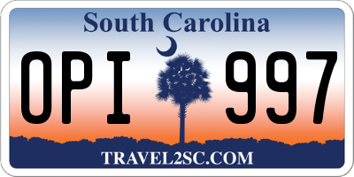 SC license plate OPI997