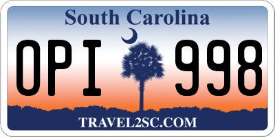 SC license plate OPI998