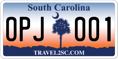 SC license plate OPJ001