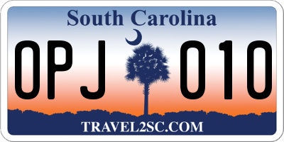 SC license plate OPJ010
