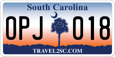 SC license plate OPJ018
