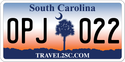 SC license plate OPJ022