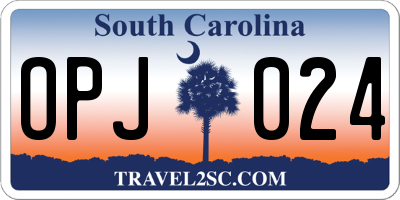 SC license plate OPJ024