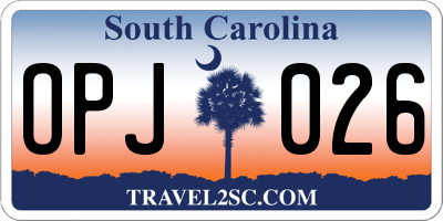 SC license plate OPJ026