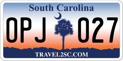SC license plate OPJ027